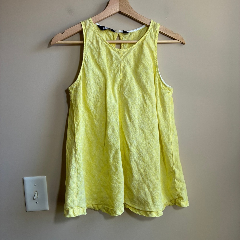 Lands' End Sleeveless Linen Tank Top Small 6-8 Yellow Women Keyhole Back